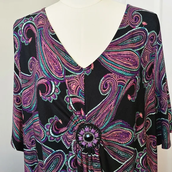 Catherines | 2X | Embellished Flutter Sleeve Maxi Dress - Picture 3 of 6